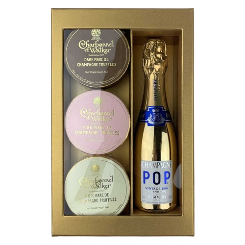 Gold Pop 20cl Champagne & Truffle Trio Set - Fast Shipping